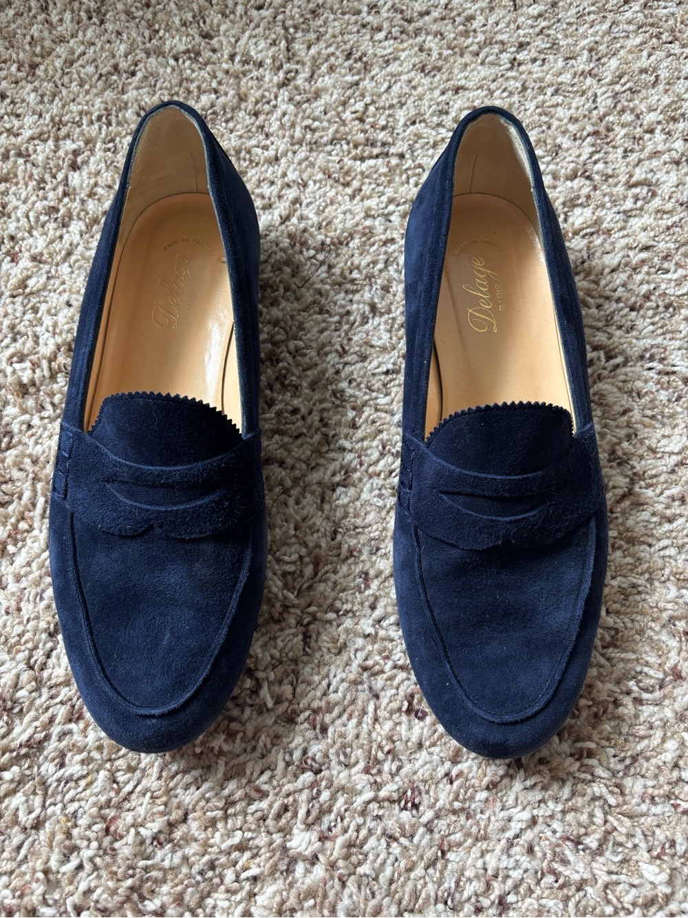 Navy Suede Penny Loafers - Women's Slip-On Flats